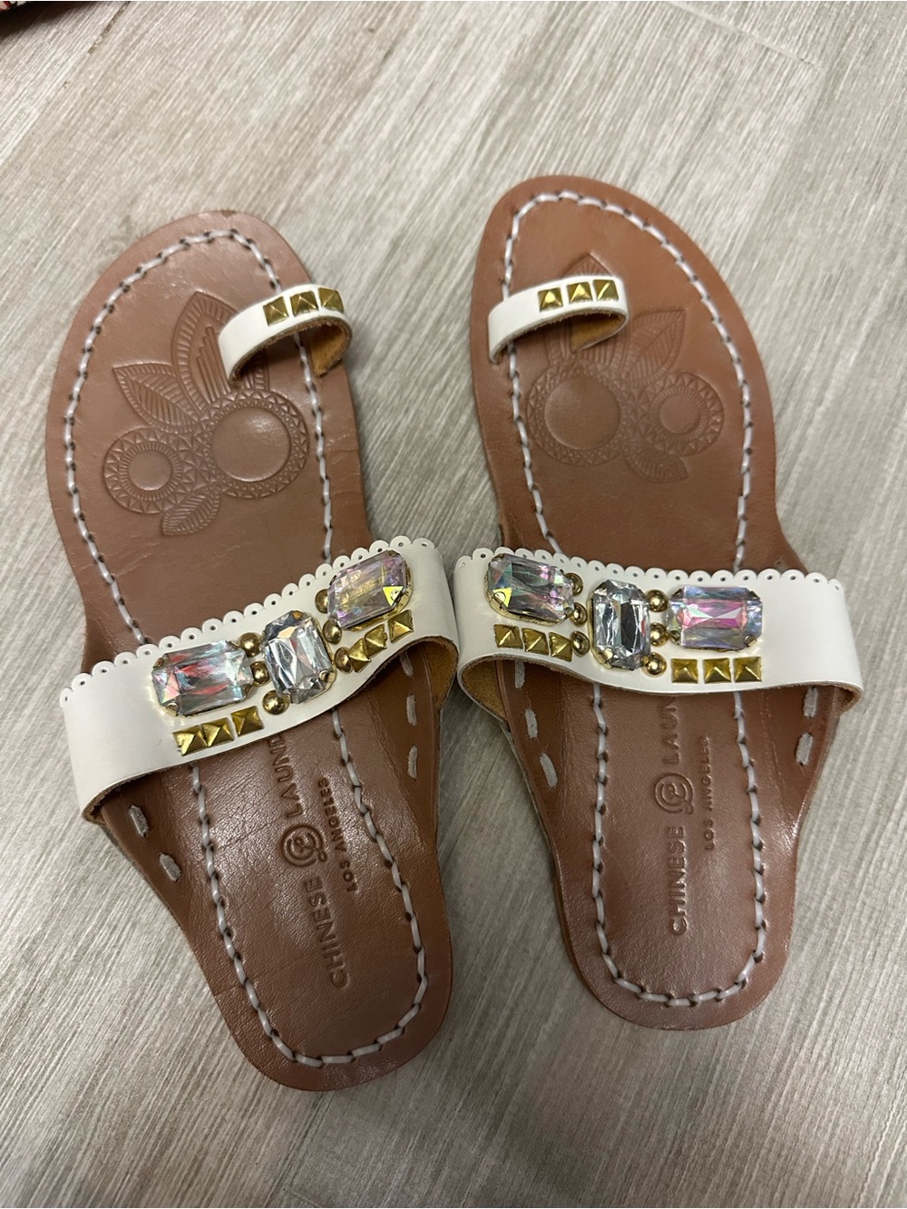 Chinese Laundry white gem stone sandals